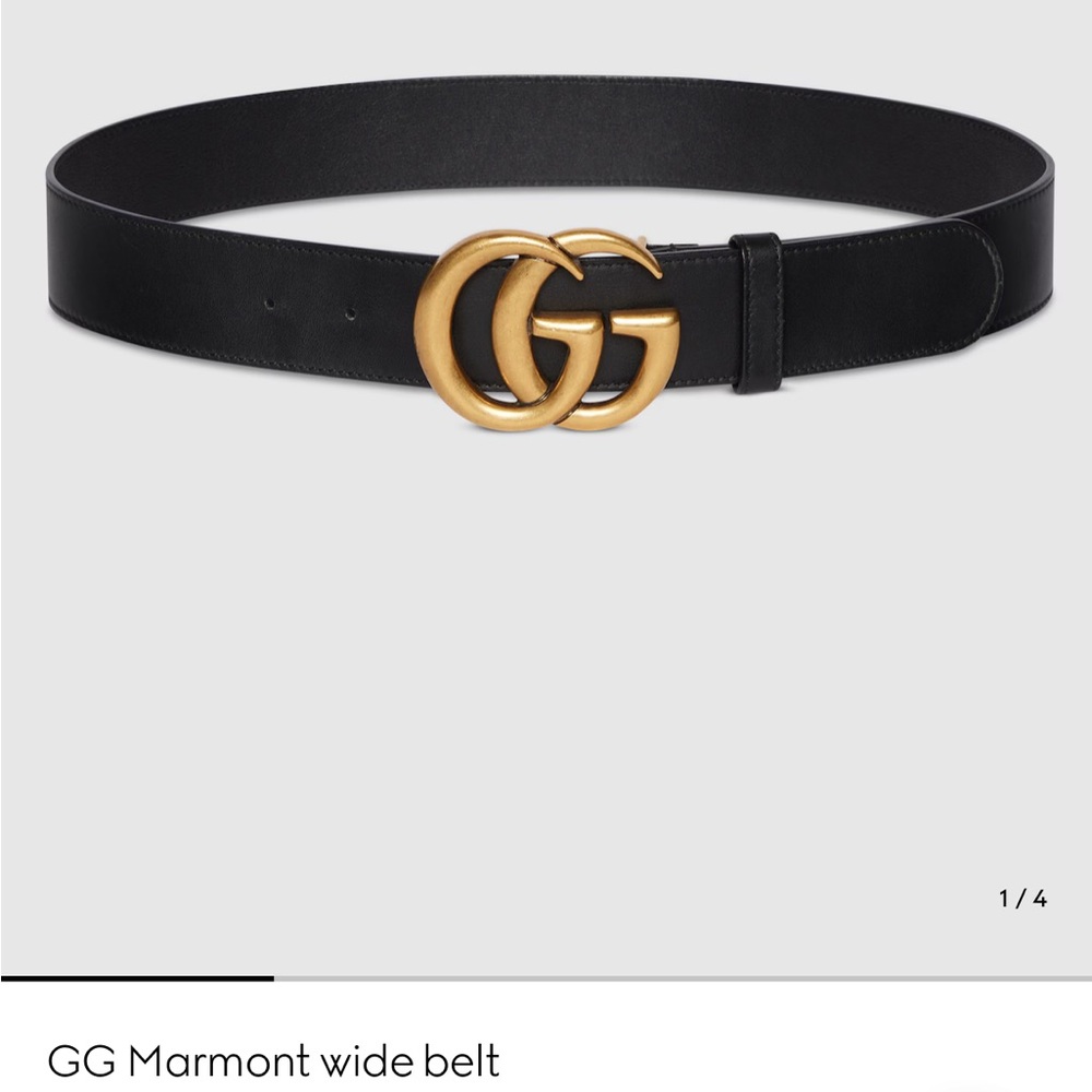 Gucci Black Belt with Gold GG Buckle
